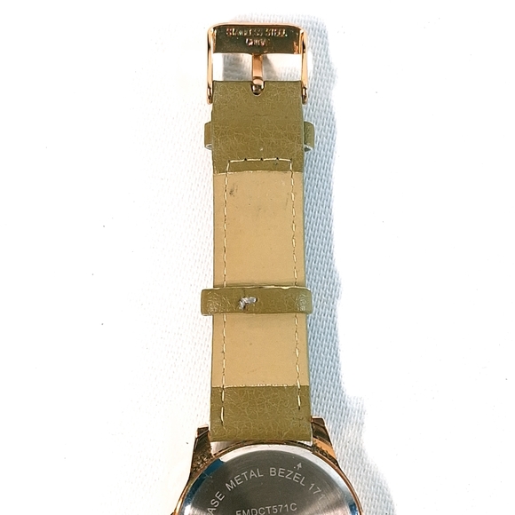 Rose Gold Crystal Dial Faux Leather Khaki Unisex Ladies Watch, New Battery - Picture 10 of 14